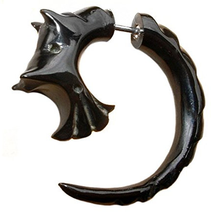 ISLAND PIERCINGS 1 Paar ! Fake Piercing Ohrringe GESCHRAUBT Handarbeit Horn F068