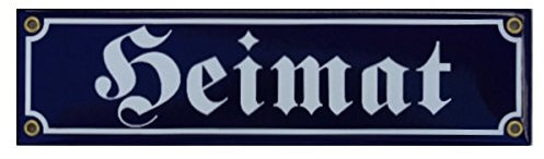 Heimat Emaille Schild 8 x 30 cm Emailschild blau.