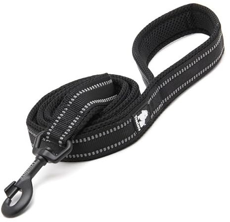 TRUE LOVE Dog Leash Puppy Walking Lead Pet Chain Padded Reflective Night Safe Rope Length 110cm TLL2111(Black,L)