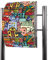 banjado® Standbriefkasten Edelstahl mit Zeitungsfach Motiv Funky Town/Briefkasten mit Standfuß/Edelstahl Briefkasten freistehend - A4 Einwurf inkl. 2 Schlüssel