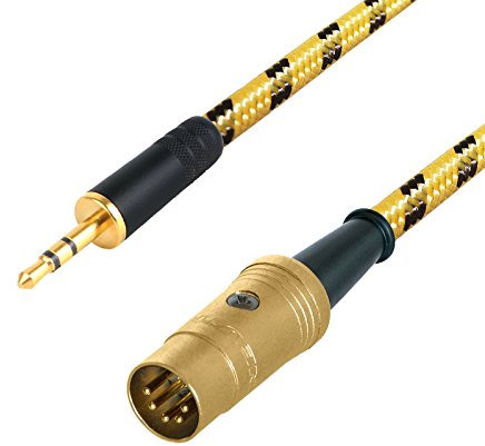 QUAD Premium AUX input cable. 3.5mm Mini Jack to 5 Pin Din Audio Lead. Van Damme (8m)