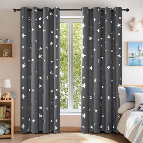 Deconovo Blickdichte Gardinen mit Ösen Dicke Thermovorhang Kälteschutz Hitzeschutz, Vorhänge Verdunklung für Wohnzimmer, Vorhang Abdunkelnd, 180x140 cm(HöhexBreite), Dunkelgrau, 2er Set