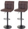 Mendler 2er-Set Barhocker HWC-B13, Barstuhl Tresenhocker, Wildlederimitat MVG-Zertifiziert - Vintage Dunkelbraun