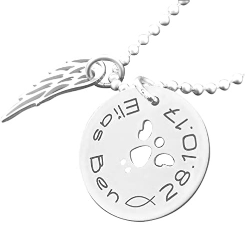 Taufkette Mädchen oder Junge Gravur Schmuck Taufe 925 Silber Engelsflügel Namenskette Kinder Geschenk Taufe Kinderkette Namen Taufschmuck Silberkette Engel personalisiert