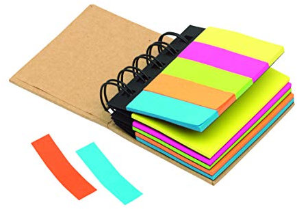 2 Stück Mini Ringbuch aus recyclebaren Materialien Haftnotizen und Markierer Box Multi Memo Notizblock Portfolio 5 Farben