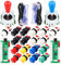 EG STARTS 2 Spieler Arcade Joystick DIY-Teile 2X USB Encoder + 2X Ellipse Oval Joystick Griff + 18x American Style Arcade Buttons für PC, MAME, Raspberry Pi, Windows-System (Mix Color Kit)
