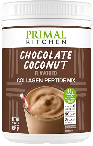 Primal Kitchen Chocolate Collagen Fuel® Drink Mix, Chocolate Coconut Collagen Peptides, No Dairy or Artificial Sweeteners, 20 Ounces