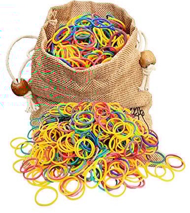 Zhou-long 1000 Pcs colourful Stretchable Rubber Bands With A Linen Bag Special for Rubber Band Guns