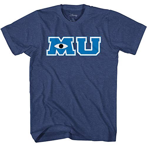 Disney Pixar Monster University Logo Symbol Adult T-Shirt(Navy Heather,Large)