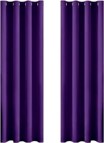 MIULEE Tende Oscuranti per Interni 2 Pezzi, Tenda Viola Scuro Moderna per Soggiorno, Tenda Oscurante Finestra Camera da Letto Salotto, Tende Termiche Isolanti per Interni con Anelli, 2x 140x260 CM