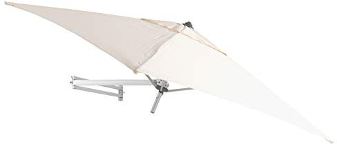 EASYSOL Parasol Mural Déporté Extérieur - Carré 200x200cm - Pour Terrasse, Balcon et Jardin - avec Support Mural - Télescopique et Inclinable - Aluminium et Polyester - Naturel/Ecru