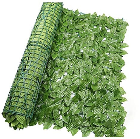 Hidyliu 1 rouleau de haie artificielle, lierre artificiel, brise-vue, vert, clôture décorative, protection UV, pour extérieur, jardin, terrasse et arrière-cour (feuille vert