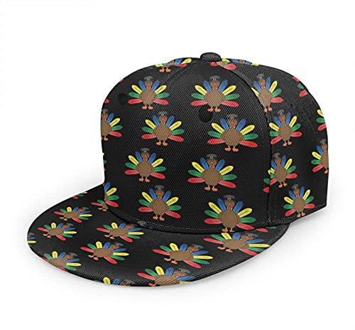 Oaieltj Unisex Baseball Cap Herren Damen Einstellbare Snapback Trucker Hat Mode Hip-Hop Baseball Cap, Happy Thanksgiving Turkey Schwarz, One size