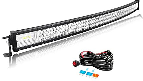 Willpower 50 Zoll 127CM 648W Led Arbeitsscheinwerfer Bar Gebogen Led Scheinwerfer 12V 24V Flutlicht Spot Led Bar für Offroad Auto Traktor Zusatzscheinwerfer Rückfahrscheinwerfer Lightbar mit Kabelbaum