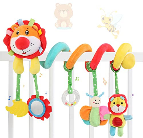 Ballery Kinderwagen Spielzeug, Babys Activity Spirale Spielzeug Hängespielzeug Babyschale Kinderbett Spielzeug Baby Spiral Plüschtier für Kleinkinder Jungen Mädchen ab 0 3 6 9 12 Monaten