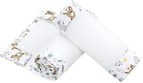 TupTam Gitterstäbe Schutz Netz Babybett Nestchen 3D Mesh 2 Pack, Farbe: Wilde Tiere, Größe: ca. 128 x 30 cm (für Babybett 140x70)