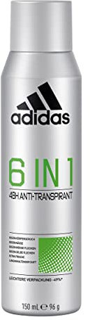 adidas 6in1 Anti-Transpirant Deo Spray für ihn, bis zu 48 Stunden Trockenschutz und Frische, 150 ml