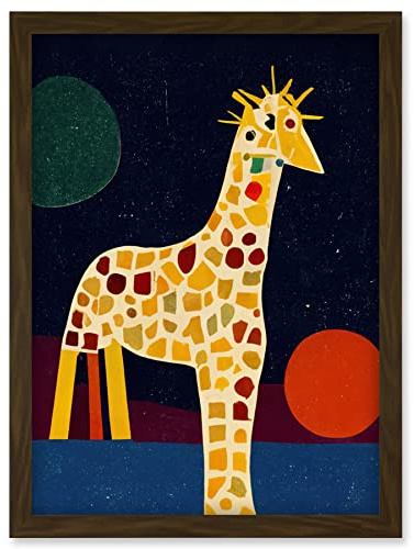 Doppelganger33 LTD Abstract Giraffe Surreal Cubism Artwork Framed Wall Art Print A4