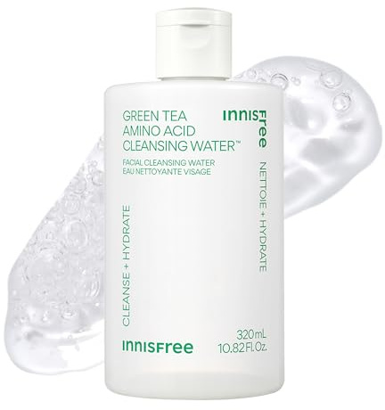 innisfree Green Tea Amino Acid Cleansing Water, Hydrating Micellar Makeup Remover, Korean Skincare, Dermatologist Tested