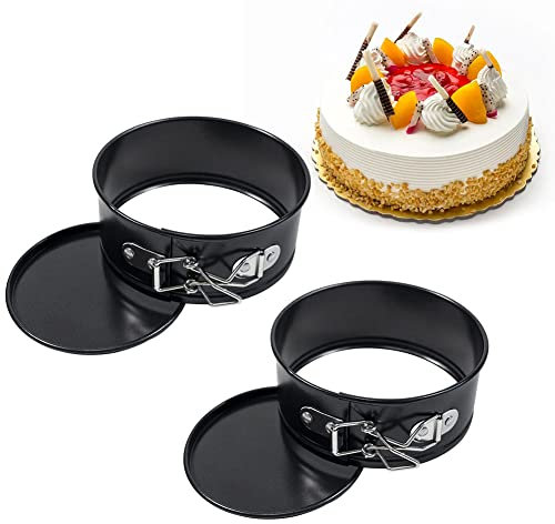 EUBSWA Mini Redondo 12 cm Backformen 2 Unidades, Pequeños Redondos, Moldes para Pasteles Redondos con Revestimiento Antiadherente