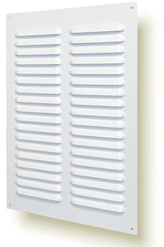 Rejilla de ventilación metálica con red de insectos (20 x 35 cm, 20 x 35 cm), color blanco