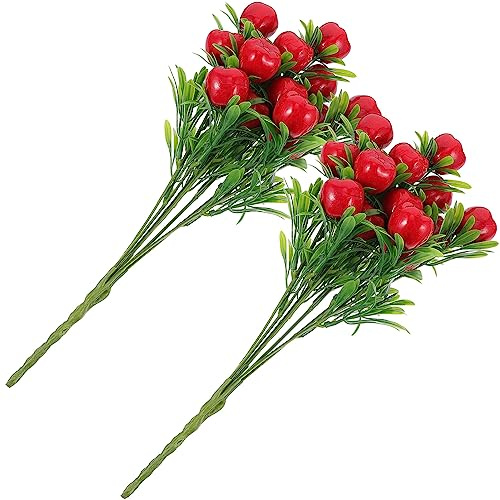 HOMSFOU Artificial Apples Branches 12.79 Inch Faux Fruit Stems Realistic Fake Apple Tree Stem for Home Decor Wedding Floral Arrangements DIY Crafts