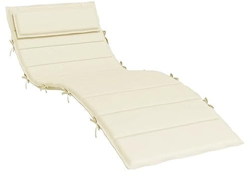 vidaXL Sonnenliegen Auflage, Liegenauflage Outdoor, Polster Auflage für Gartenliege Liegestuhl, Polsterauflage, Creme 180x60x4cm Oxford-Gewebe