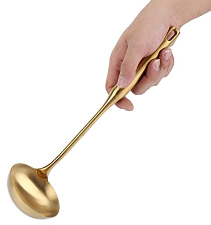 Gold Suppenkelle, Schöpfkelle aus Edelstahl, Edelstahl-Schöpfkelle, Löffel, Große Suppenkelle, Küchenspatel, Pfannenwender, Kochwerkzeug, Gold, 04# (Gold)