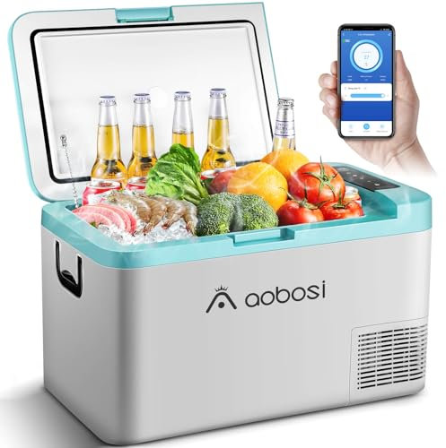 AAOBOSI Frigo Portatile 25 litri, 12V/24V DC 230V AC Frigoriferi Portatile, Elettrico Frigo per Auto Camion Picnic Campeggio da -20℃ a 20℃