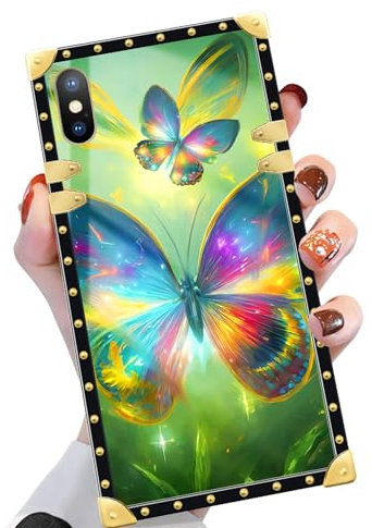 Yuning419 Case Compatible with iPhone XR, Colorful Butterfly, Luxury Decoration Soft TPU Shockproof Protective Hard PC Back for iPhone XR 6.1 inch