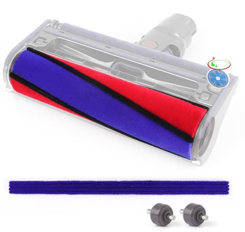 WYWY.Wide Soft Roller Brush Bar + Roller Wheels + Felt Bar Replacement for Dyson V6 V7 V8 V10 V11 Vacuum Cleaner Fluffy/Absolute Head Replacement Parts No.966488-01