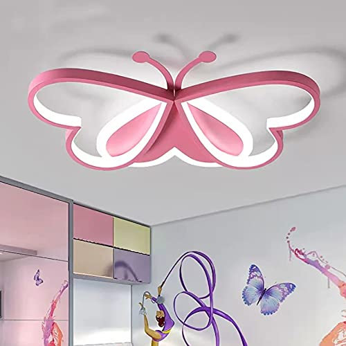 SanBouSi LED Deckenleuchte Dimmbar Kinder Deckenlampe Schmetterling Kreatives Design Lampe Kinderzimmer Mädchen, Rosa