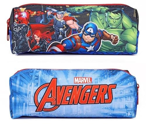 Marvel Avengers Pencil Case Rectangular Zipped Back to School Pen Case Carrier Superhero Captain America, Hulk, Iron Man, Thor