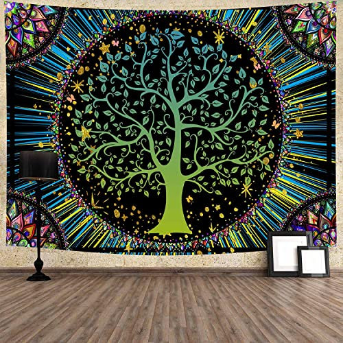 351 Arbre De Vie Tapisserie Arbre Psychédélique Décoration Colorée Mandala Tenture Portable Tapisserie Tenture Chic Tapestry Pour Cadeau Décoration Fête 130x150cm