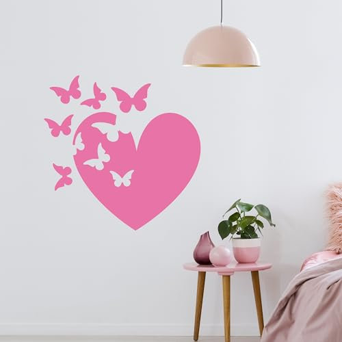 GRAZDesign Wandtattoo Herz mit Schmetterlinge Wandaufkleber für Wohnzimmer Schlafzimmer Kinderzimmer Flur - Wanddekoration - 50x50cm / weiss