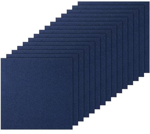 VEVOR SS-FTDT393-2424-15 Peel and Stick x 24” Squares Self Adhesive Floor, Soft Padded Carpet Tiles, Easy Install DIY for Bedroom Living Room Indoor Outdoor (15Tiles, Dark Blue)