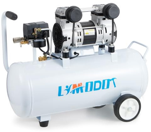 Compressore d'aria, compressore d'aria silenzioso, solo 68 dB, serbatoio d'aria in acciaio resistente da 8 galloni, 2,8 CFM a 90 PSI, senza olio, ideale per inchiodare carpenteria, garage auto