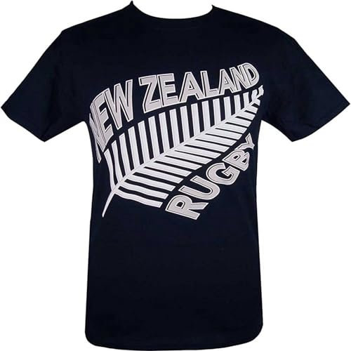 New Zealand Fern Rugby T Shirt Casual Round Neck T Shirt Black XL