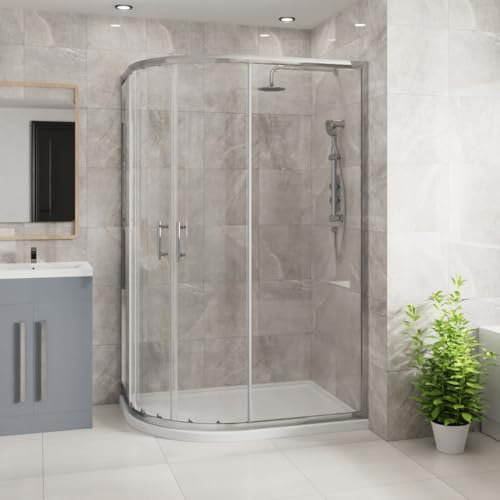 Blümme 1200 x 900mm Offset Quadrant Shower Enclosure Chrome Framed 6mm Easy Clean Glass Sliding Door Shower Cubicle