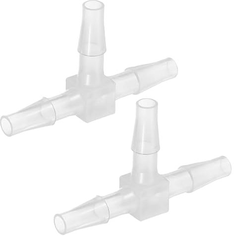 PATIKIL Raccordo Portagomma T Plastica 1/4, 2Pz Raccordo T Uguale Forma T 3 Vie Giunto Splicer Mender Adattatore Unione Incrocio Diviso Barb per Tubo Aria Acqua Gas, Trasparente