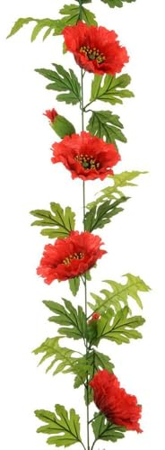 FloristryWarehouse Faux Silk Artificial Poppy Flower Garland 180cm/71 Inches Long