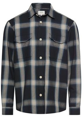 camel active Herren Kariertes Langarm Hemd | Kariertes Langarm Hemd aus reiner Baumwolle im Regular Fit, strukturierte Oberfläche und robustes Design