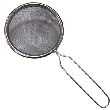 Setaccio in metallo con manico lungo, filtro per farina in acciaio inox, filtro a maglia fine, filtro per cottura al forno, colino per ghiaccio da cocktail, cucchiaio per scremare brodo, filtro per
