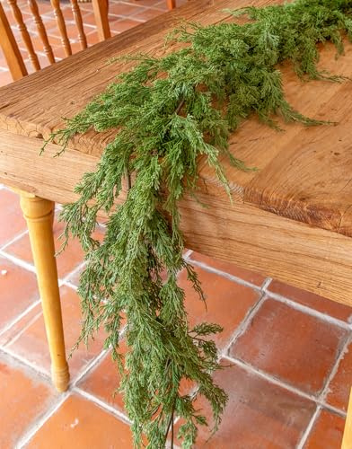 PARTY JOY 1.85M Weihnachtskranz, Realistischer Winter Kiefer-Girlande, GrüNer Zeder Girlande, FüR Tisch, Kamin, Wand, Innen- Und AußEnbereich, Weihnachtsdekoration (Pur Grün)