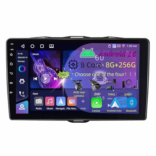 9 Pulgadas Doble DIN Android 15 Radio de Coche para Alfa Romeo Giulietta 2015-2018 con CarPlay Cámara de Respaldo Controles del Volante Bluetooth GPS Navi Enlace al Espejo(C4 8+256G)