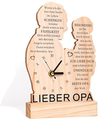 CheriGift Geschenke für Opa zum Vatertag, Silhouette Holzuhr Geschenke, Opa Geburtstag Geschenk, Bedeutungsvolles Andenken, DIY-Uhr Geschenk zum Weihnachten, Erntedankfest