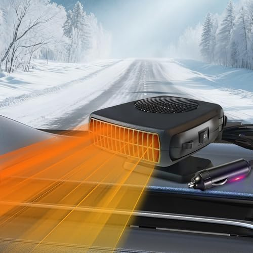 Qidoe 200 W Auto-Heizlüfter 12 V, tragbare Heizung und Entnebelungsanlage mit 360° drehbarer Basis und Zigarettenanzünder-Buchse – ideal für Auto, Bus, Taxi, SUV