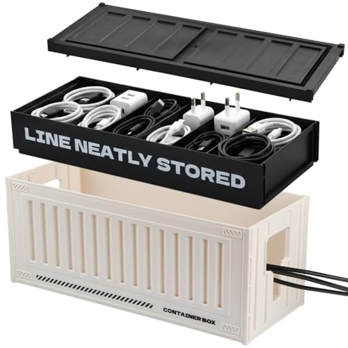 Caja Organizadora de Cables con Tapa, Esconder Cables, Cajas de Almacenamiento Adecuadas para el Hogar y la Oficina