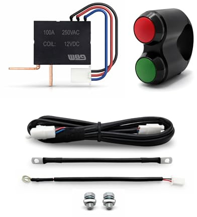 W89 Desconectador de Batería 12V 100A 0W – Corte de Batería Inteligente Plug & Play con Pulsadores en Soporte de Manillar – Interruptor Sin Consumo para Moto y Coche Clásico (Rojo)