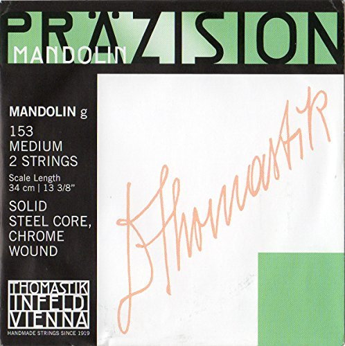 Thomastik Cuerda Sol 153 medio (1 par) acero pulido con entorchado plano para Mandolina Präzision/Precisión juego 154 medio
